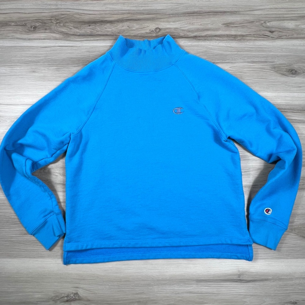 Champion Authentic Athleticwear Mock Neck Sweatshirt Womens Small Blue